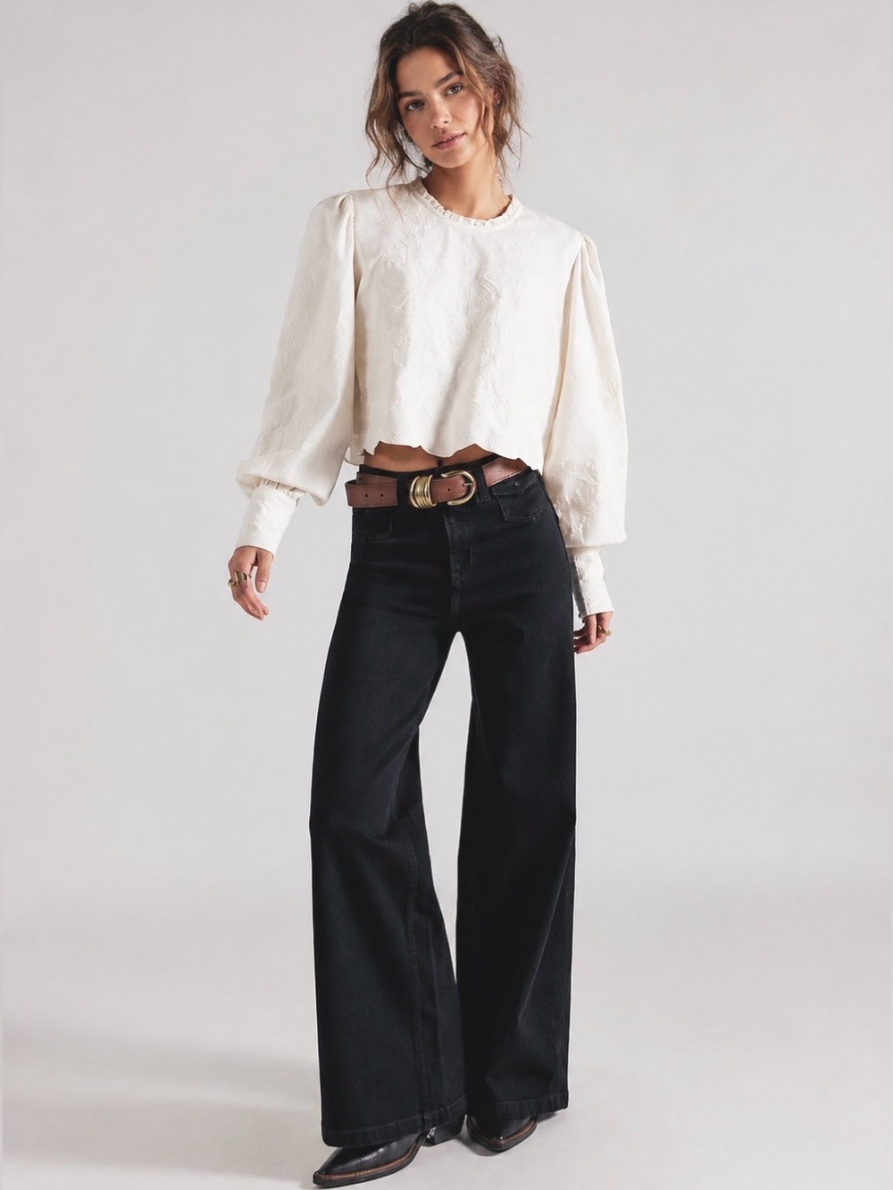 We The Free Kellee High Rise Palazzo Jeans Black Size 29 - Picture 3 of 17